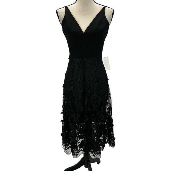 Dress The Population Sleeveless 3D Floral Cocktail Dress - Black - size XXS - Picture 1 of 11